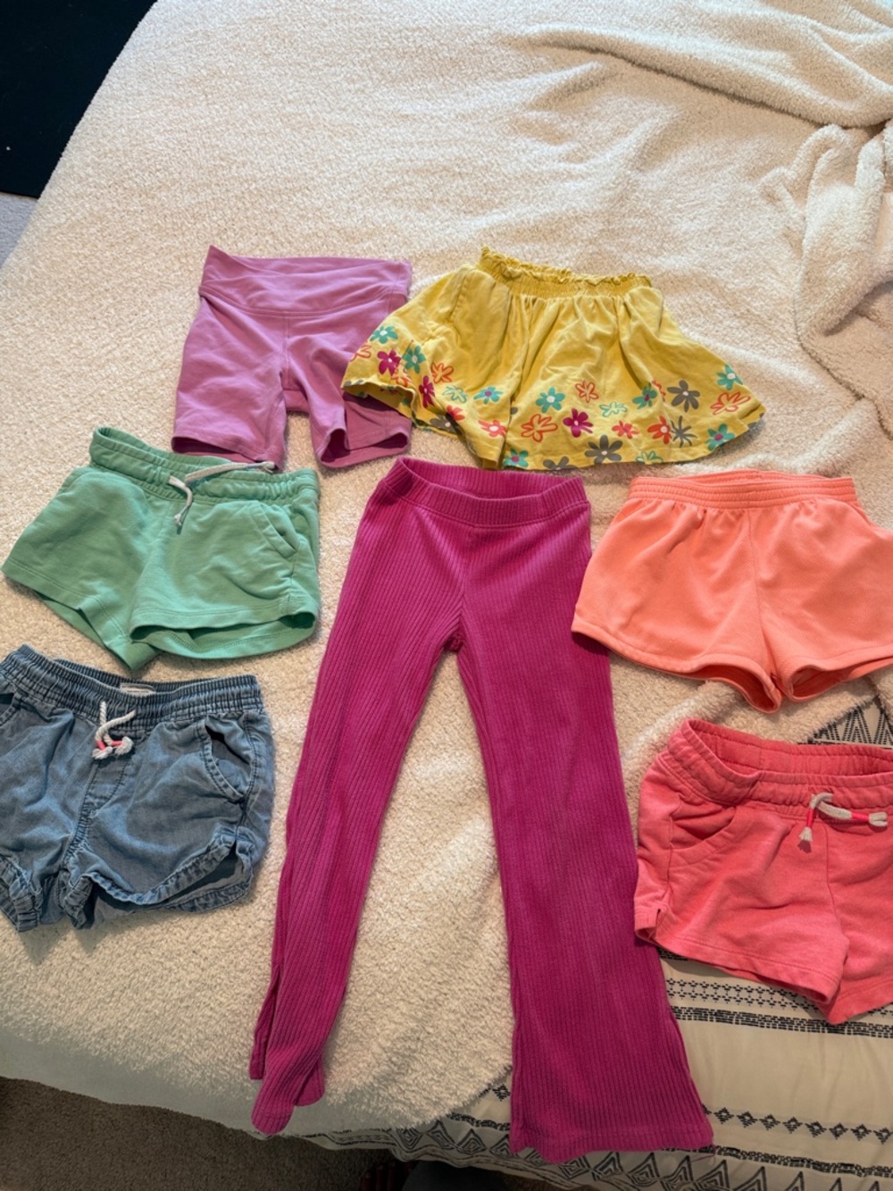 Kids Mixed Color Bottoms - Pink Leggings & Assorted Shorts